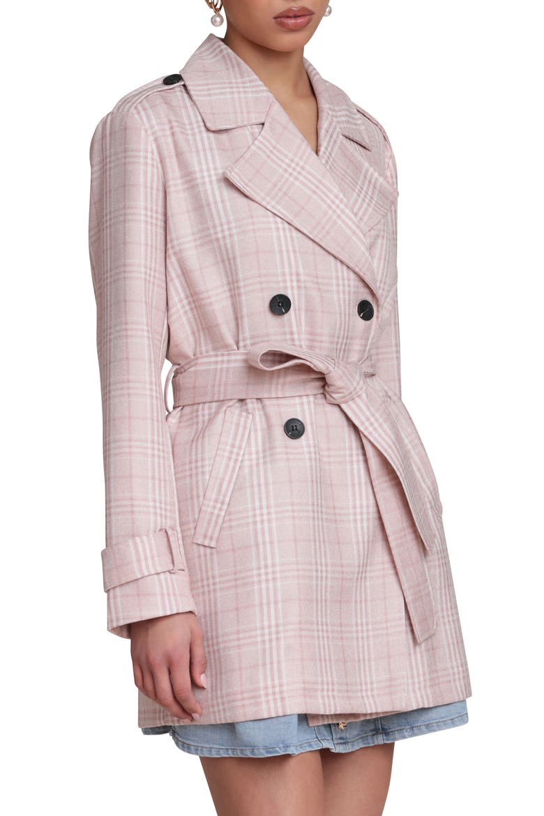 Plaid Double Breasted Trench Coat, Alternate, color, BLUSH PLAID