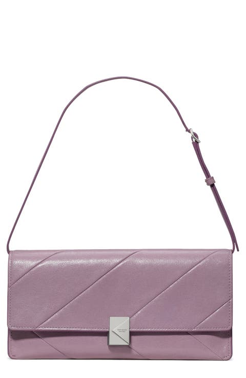 deco pieced glazed leather shoulder bag