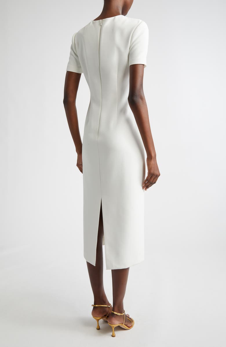 Carolina Herrera Poppy Print Short Sleeve Stretch Crepe Sheath Dress, Alternate, color, White Multi