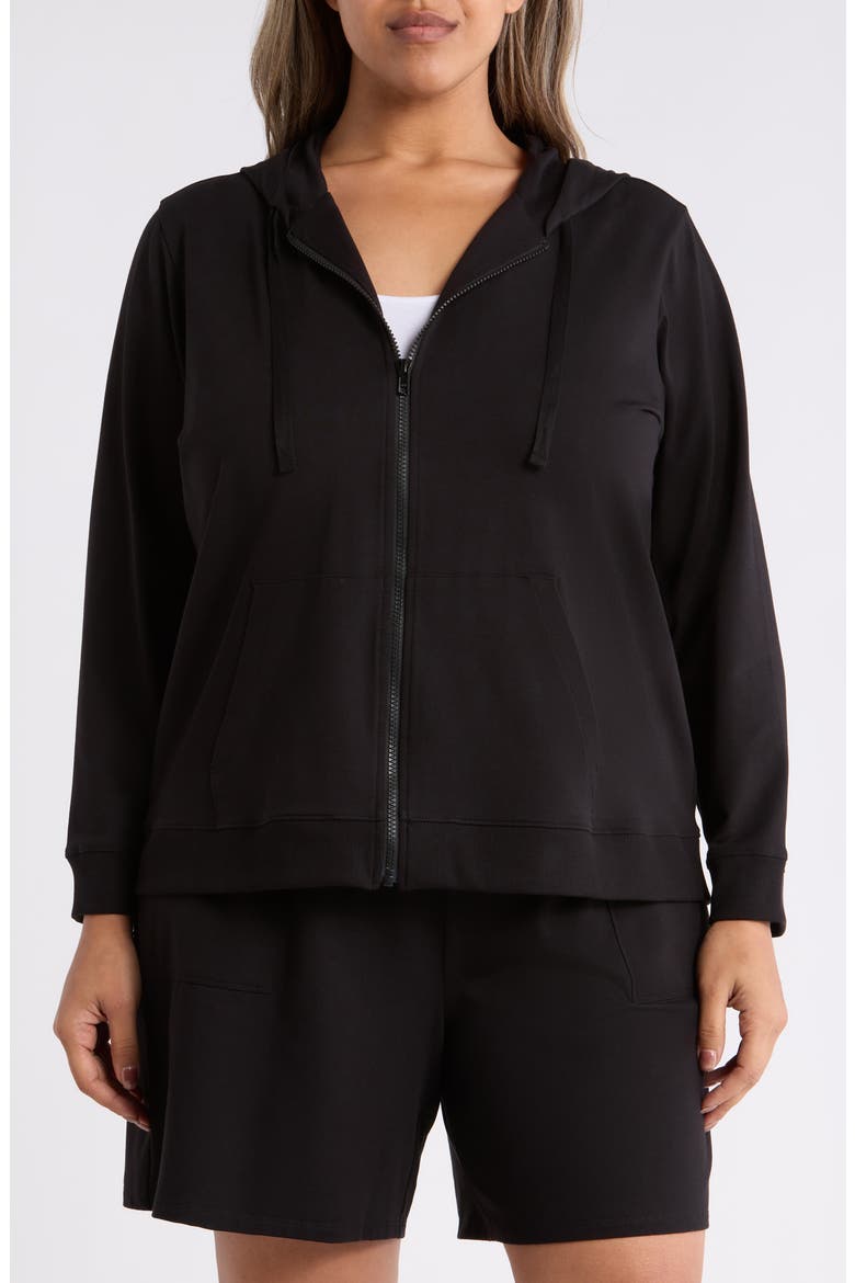 Hooded Zip Jacket, Alternate, color, BLACK