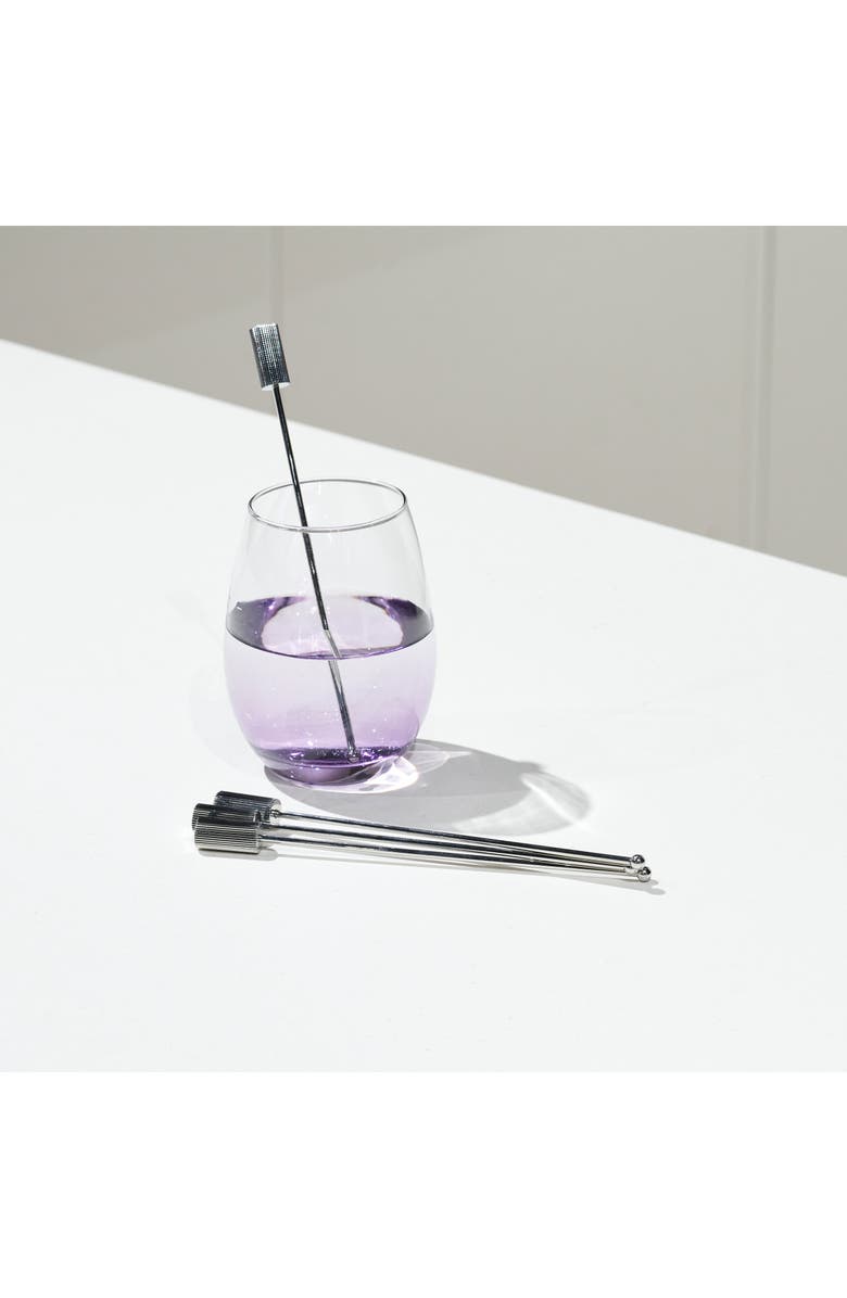 ANNA New York Striations Set of 4 Drink Stirrers, Alternate, color, Silver