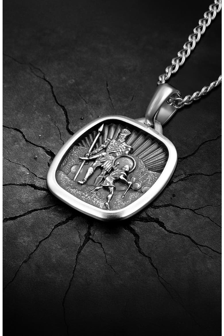 David & Goliath Sterling Silver Pendant Necklace, Alternate, color, SLIVER