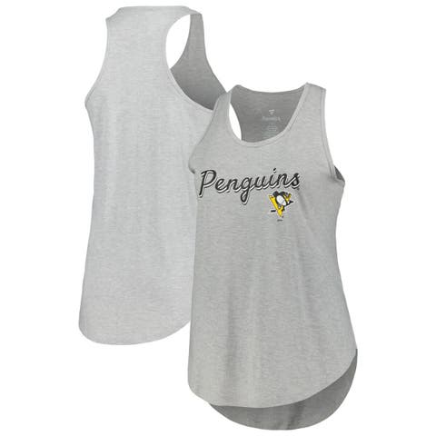 Women's Fanatics Branded Heather Gray Pittsburgh Penguins Plus Size Racerback Tank Top