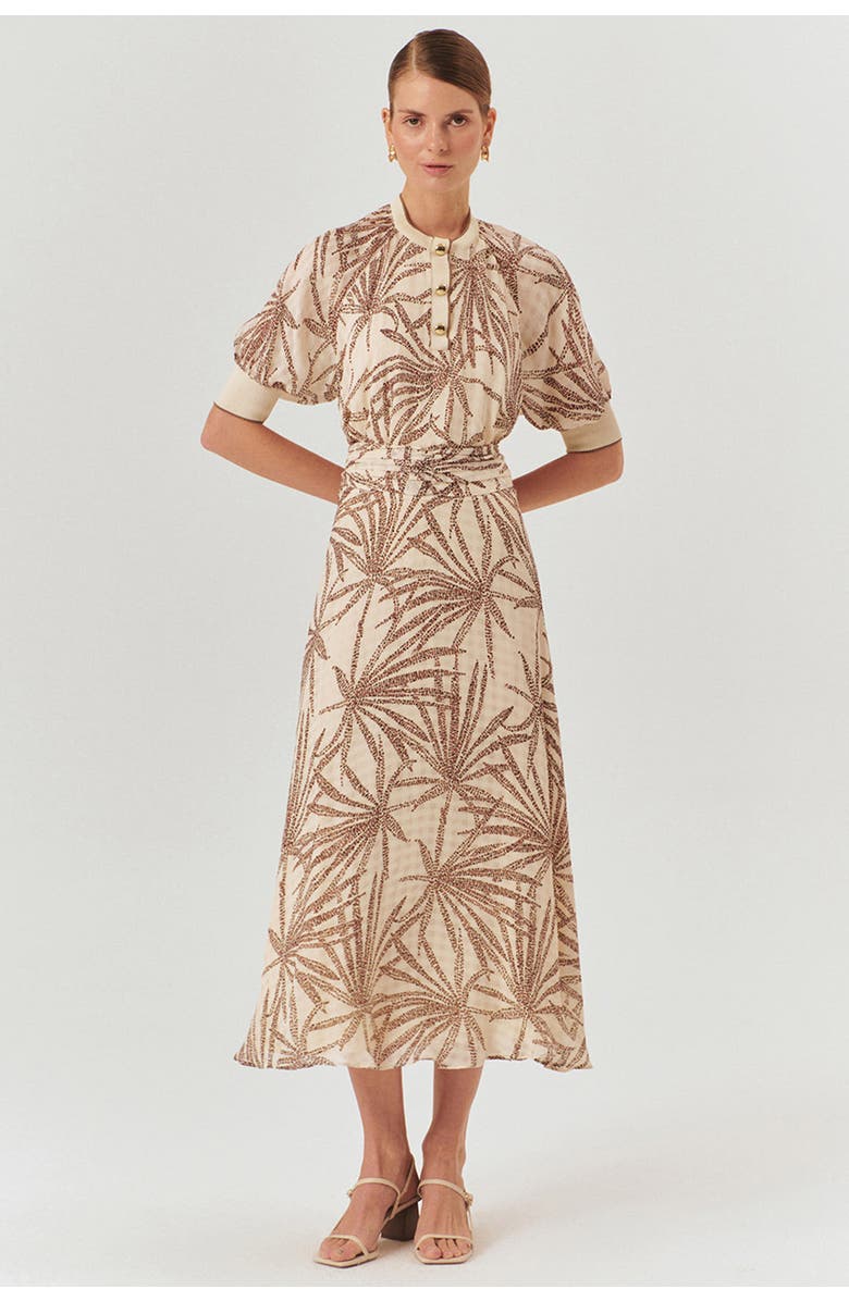 Exquise Drawstring Waist Midi Skirt, Main, color, Brown-Beige