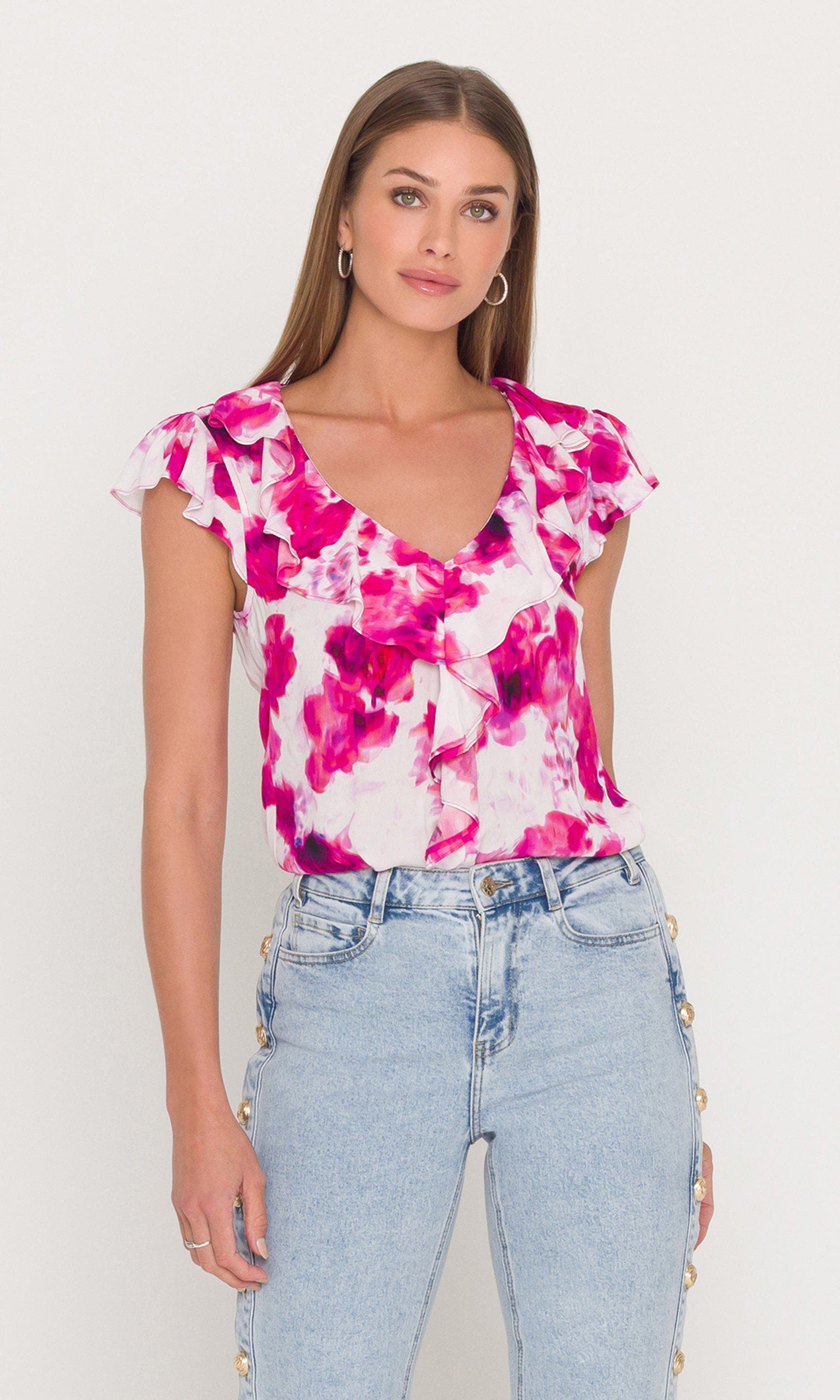 Blurry Floral Wh/Pk