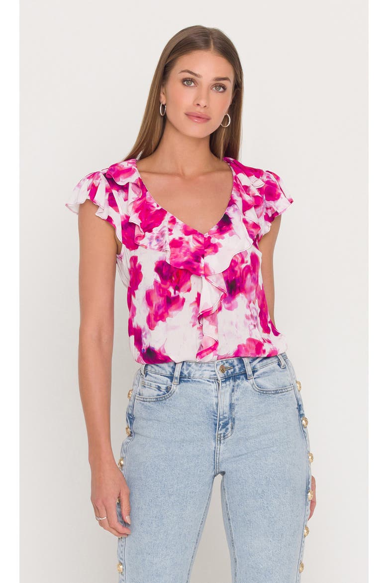 Everheart Georgette Blouse, Main, color, Blurry Floral Wh/Pk