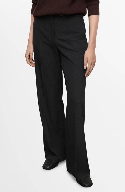 Belted Pleated Straight Leg Pants