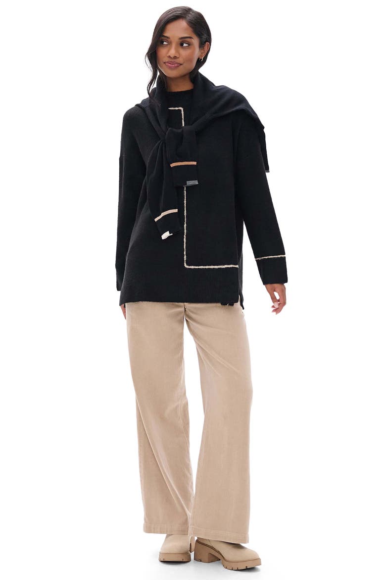 Digital Stripe Tunic Sweater, Alternate, color, BLACK