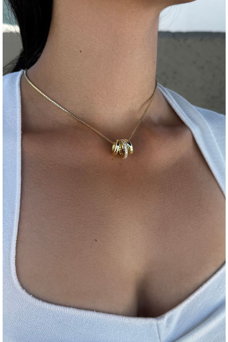 3-Ring Necklace, Alternate, color, GOLD
