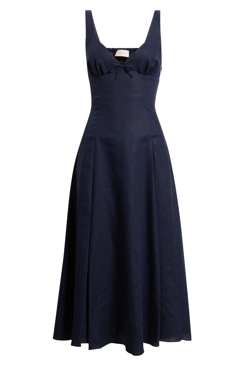 Adalee Linen Midi Dress, Alternate, color, NAVY
