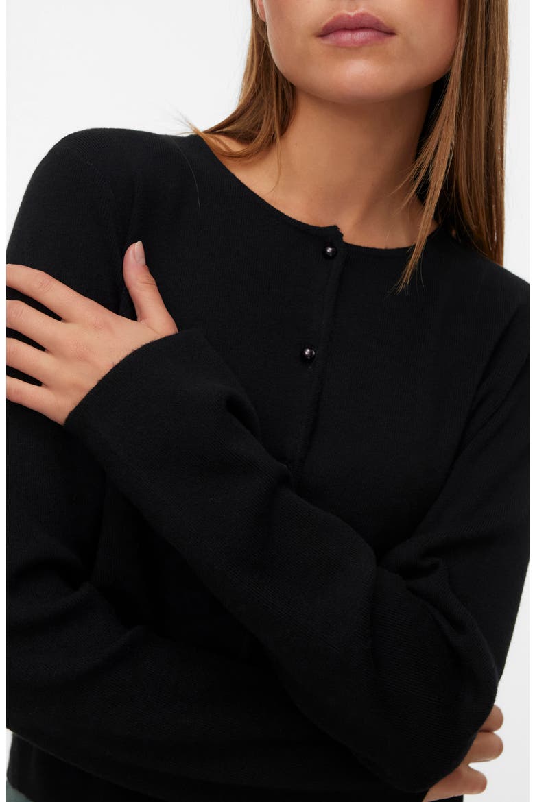 Kristi Faux Pearl Button Cardigan, Main, color, BLACK