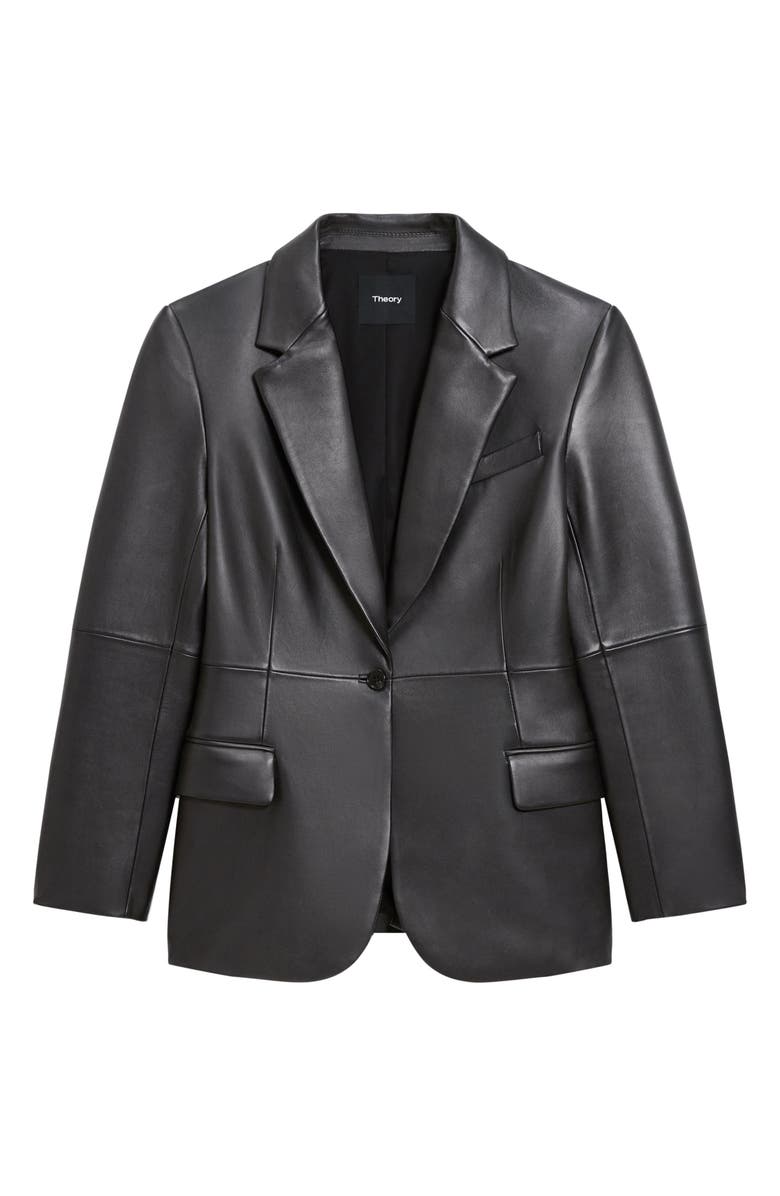 Theory Lynnia Leather Blazer, Alternate, color, Black