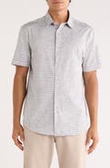 Bugatchi Miles OoohCotton® Geometric Print Short Sleeve Button-Up Shirt