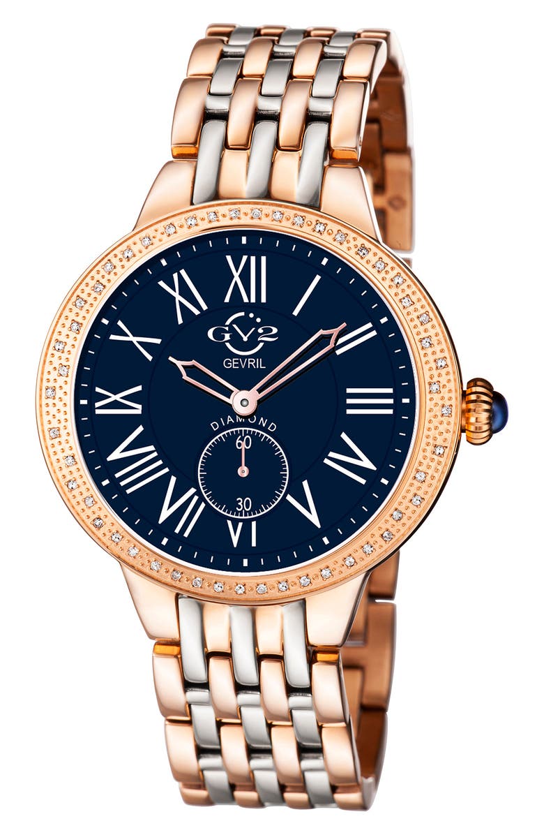 GV2 Gevril Astor Swiss Diamond Watch, 40mm - 0.24 ctw, Main, color, Two Tone Ss- Rose Gold