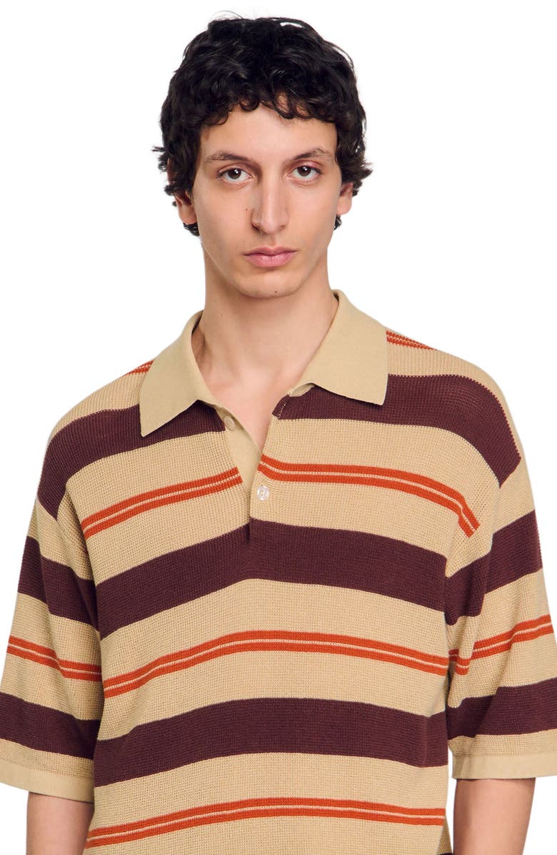 SANDRO Stripy knit polo shirt, Alternate, color,