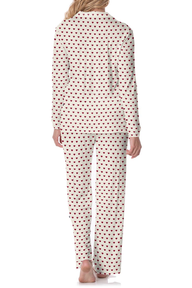 Print Long Sleeve Pajamas, Alternate, color, NATURAL HEARTS