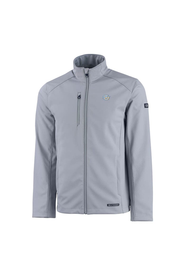 Men's Cutter & Buck  Gray Southern University Jaguars Evoke Eco Softshell Recycled Full-Zip Jacket, Alternate, color, Gray