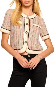 Ramy Brook Sterling Sequin Stripe Crop Jacket