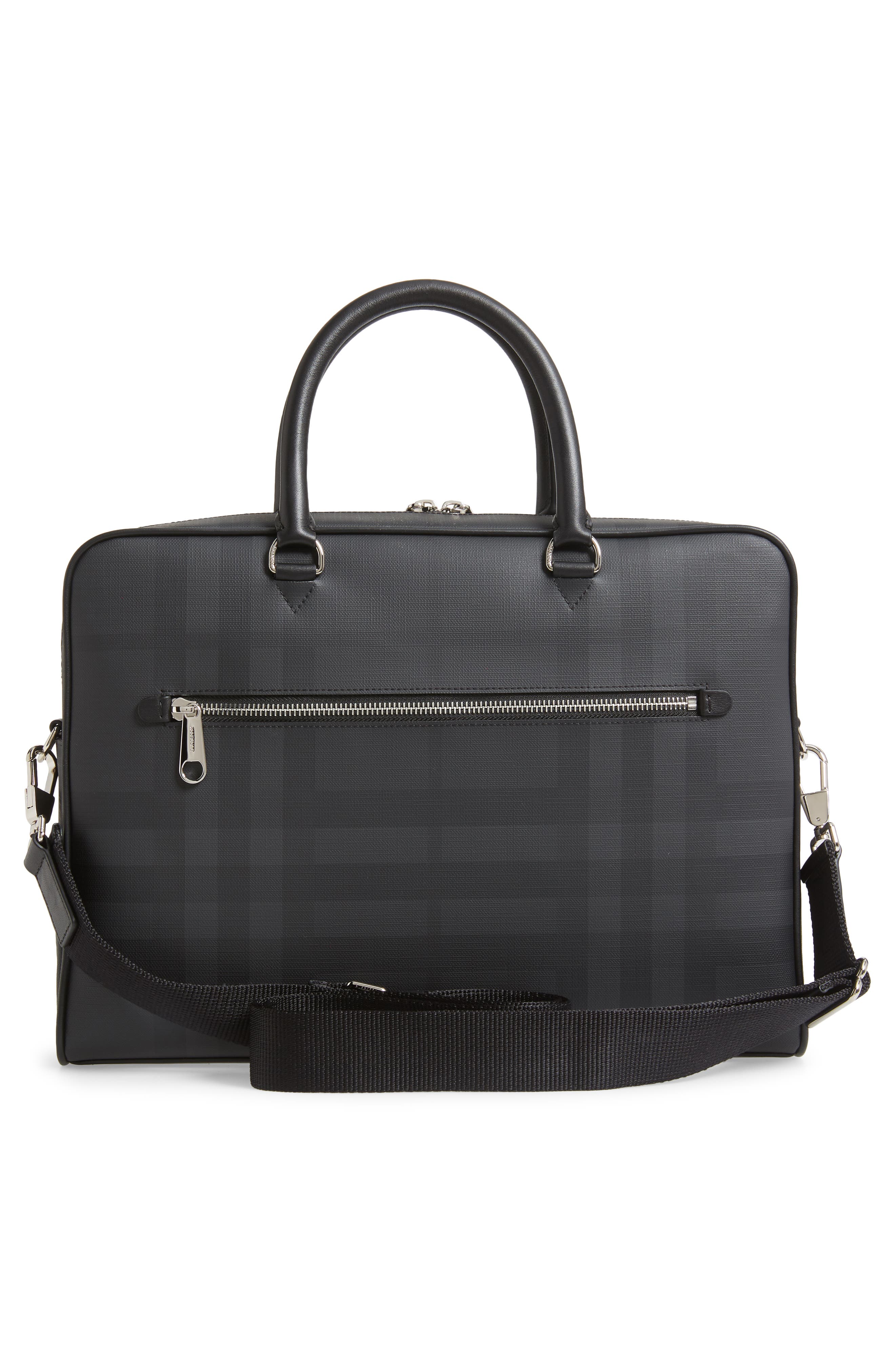 Burberry Ainsworth London Check Coated Canvas & Leather Briefcase, Alternate, color, 