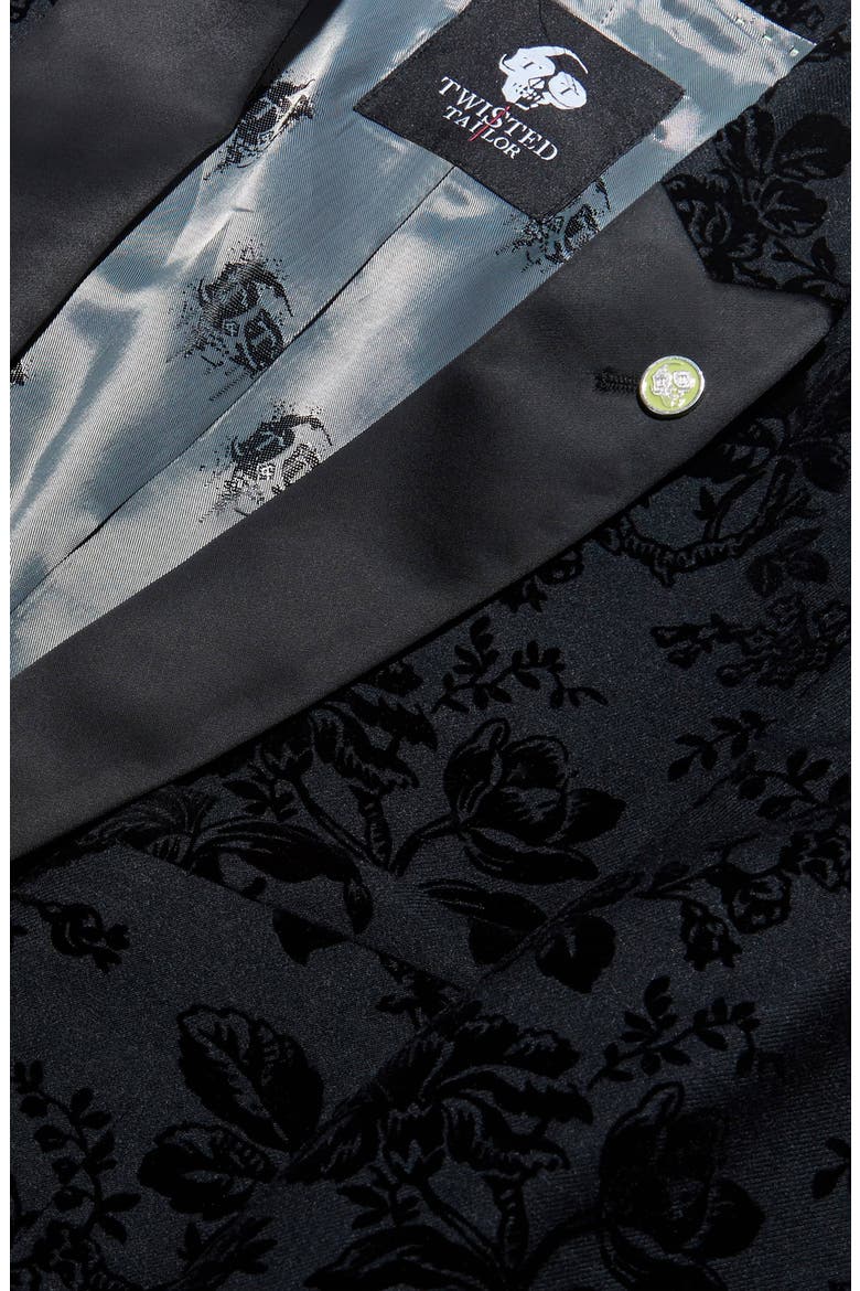 Fleet Skinny Fit Floral Tuxedo Jacket, Alternate, color, BLACK