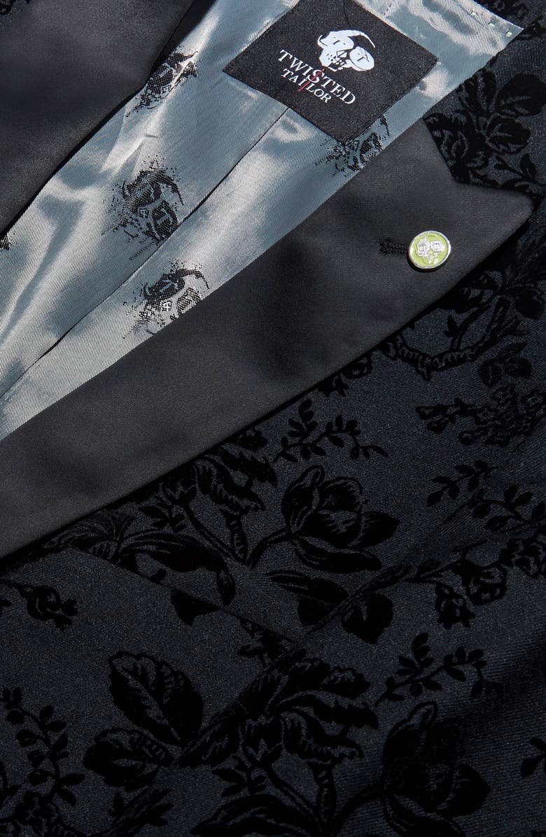 Twisted Tailor Fleet Skinny Fit Floral Tuxedo Jacket, Alternate, color, 