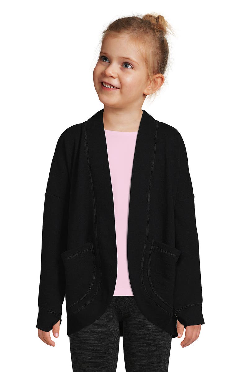 Lands' End Girls Active Cardigan, Main, color, Black