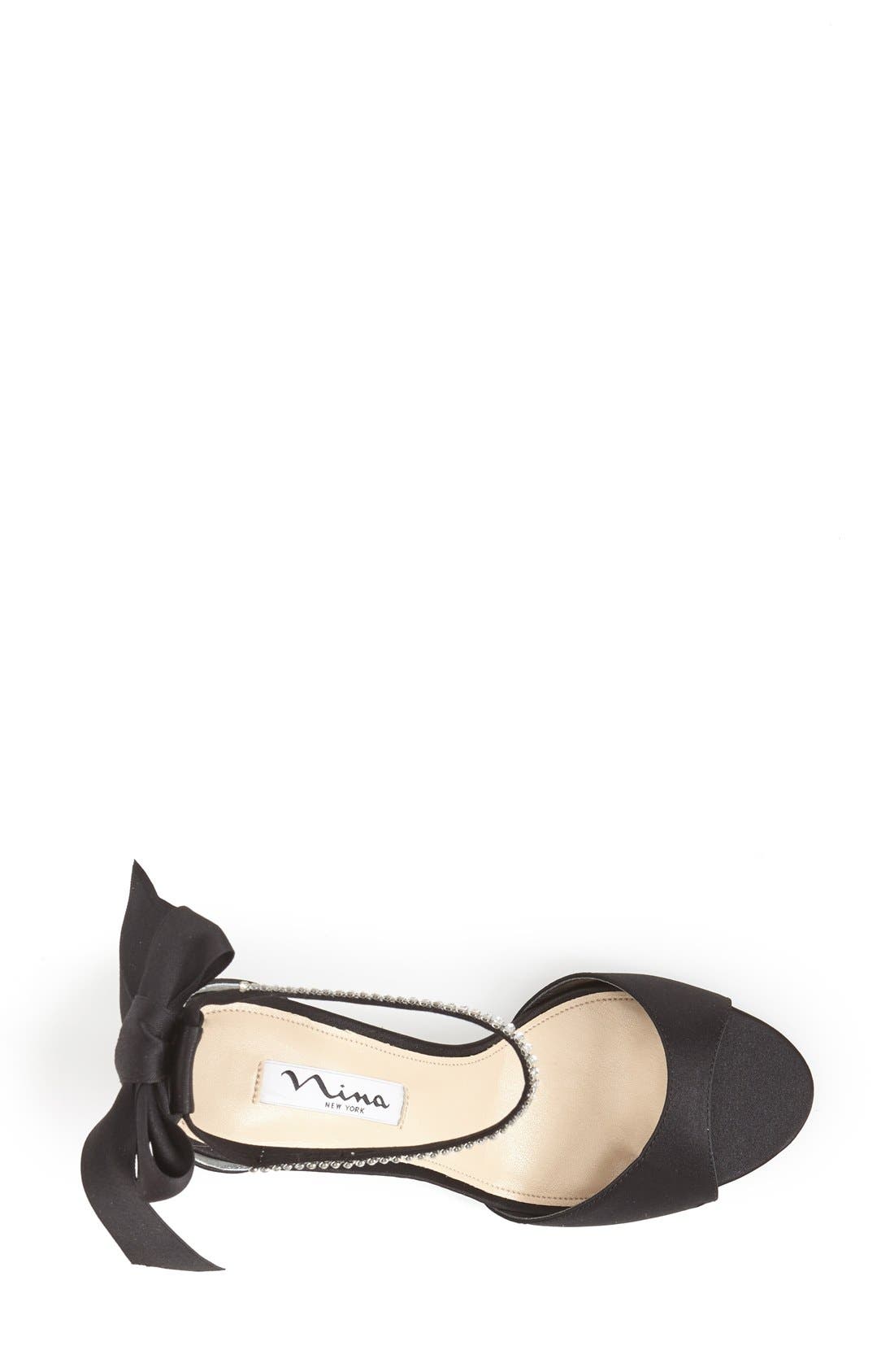 'Vinnie' Crystal Embellished Ankle Strap Sandal, Alternate, color, BLACK
