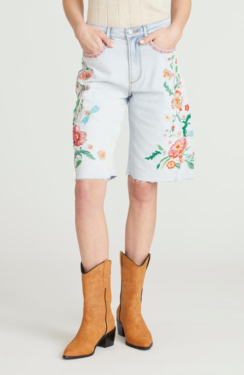 Palmer High Waist Barrel Shorts (Gardenia Dreams)