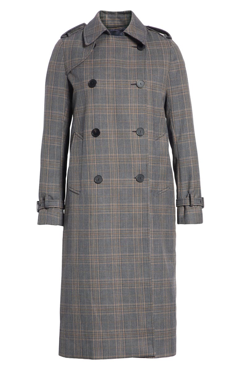 SANDRO Long Plaid Coat, Alternate, color, 