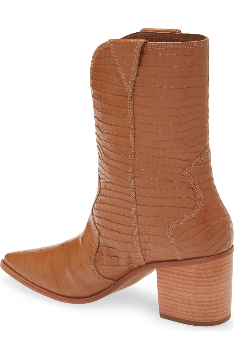 Kaanas Ver Croc Embossed Pointed Toe Western Boot, Alternate, color,