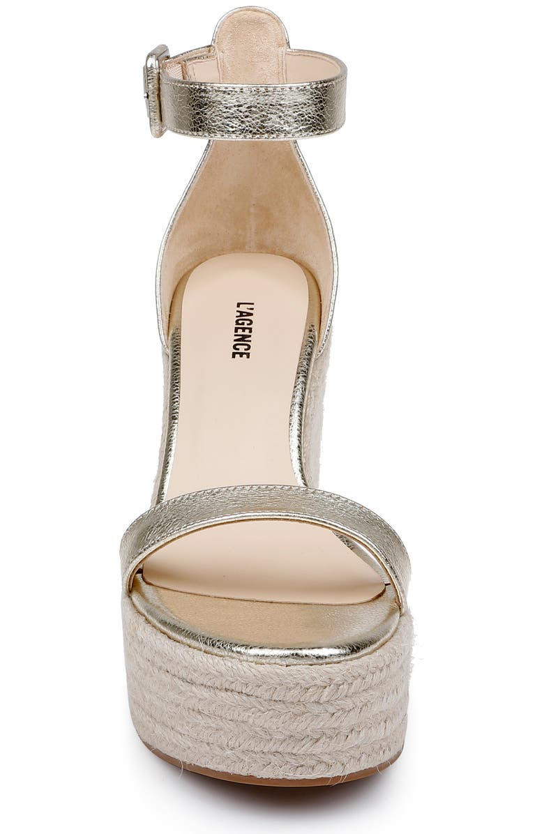 L'AGENCE Avice Ankle Strap Espadrille Platform Wedge Sandal, Alternate, color, Gold