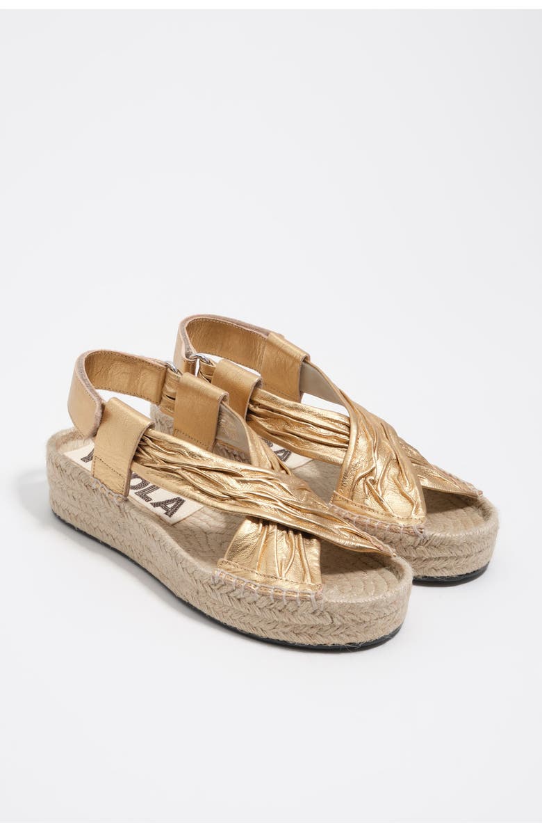 Bimba y Lola Leather Jute Wedge Sandal, Alternate, color, Gold