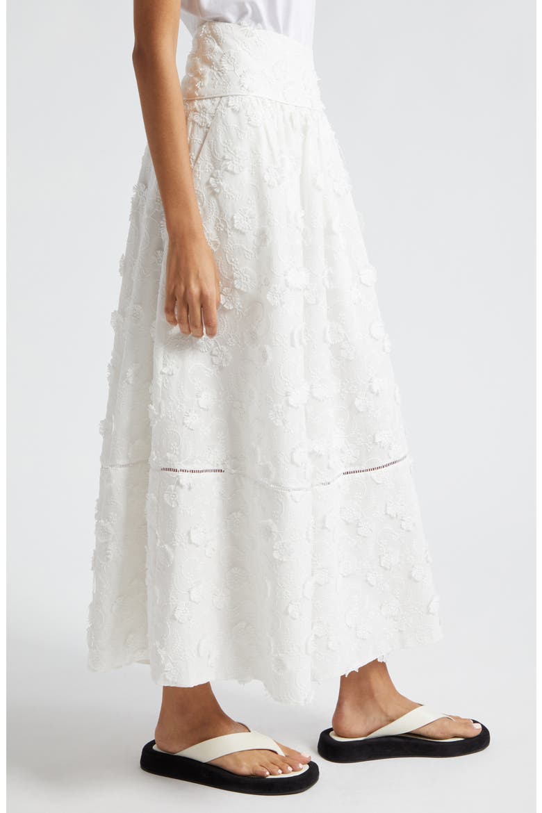 Off White 3D Flower Midi Skirt, Alternate, color, OFF-WHITE