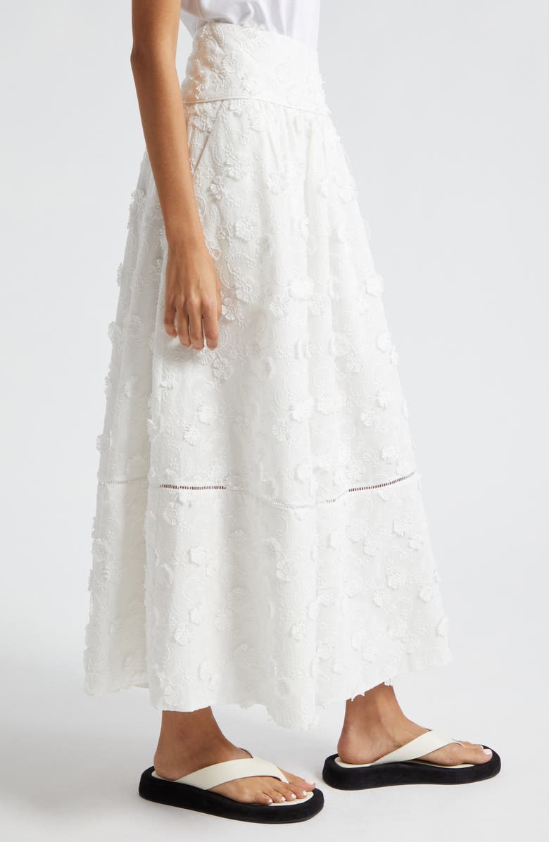 FARM Rio Off White 3D Flower Midi Skirt, Alternate, color,