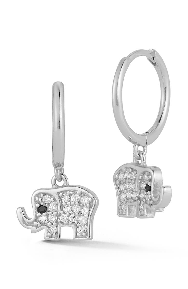 GLAZE JEWELRY Elephant Huggie Hoop Earrings, Main, color, Silver