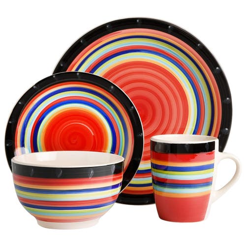 Gibson Home Casa Stellar 16 Piece Round Stoneware Dinnerware Set In Multi