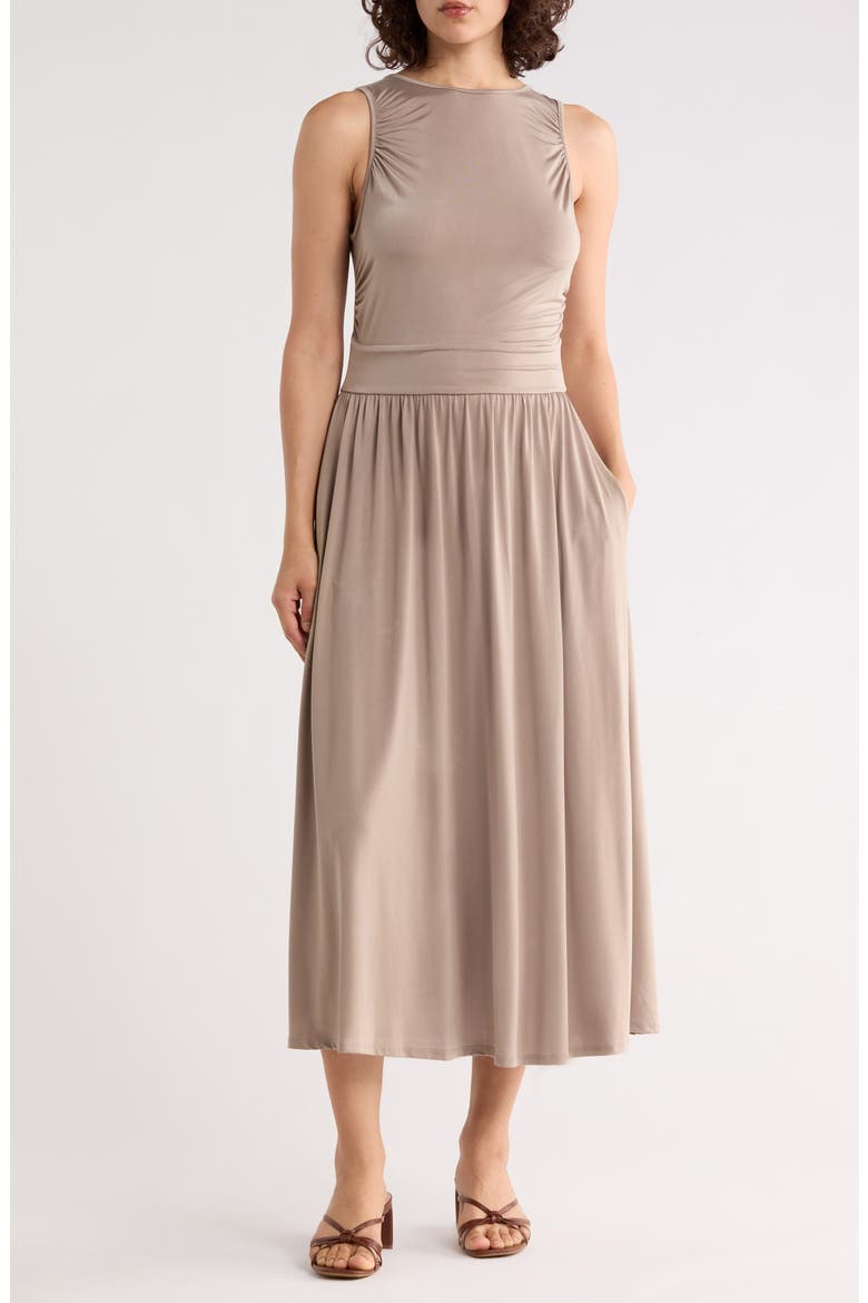Ruched Midi Dress, Main, color, TAUPE
