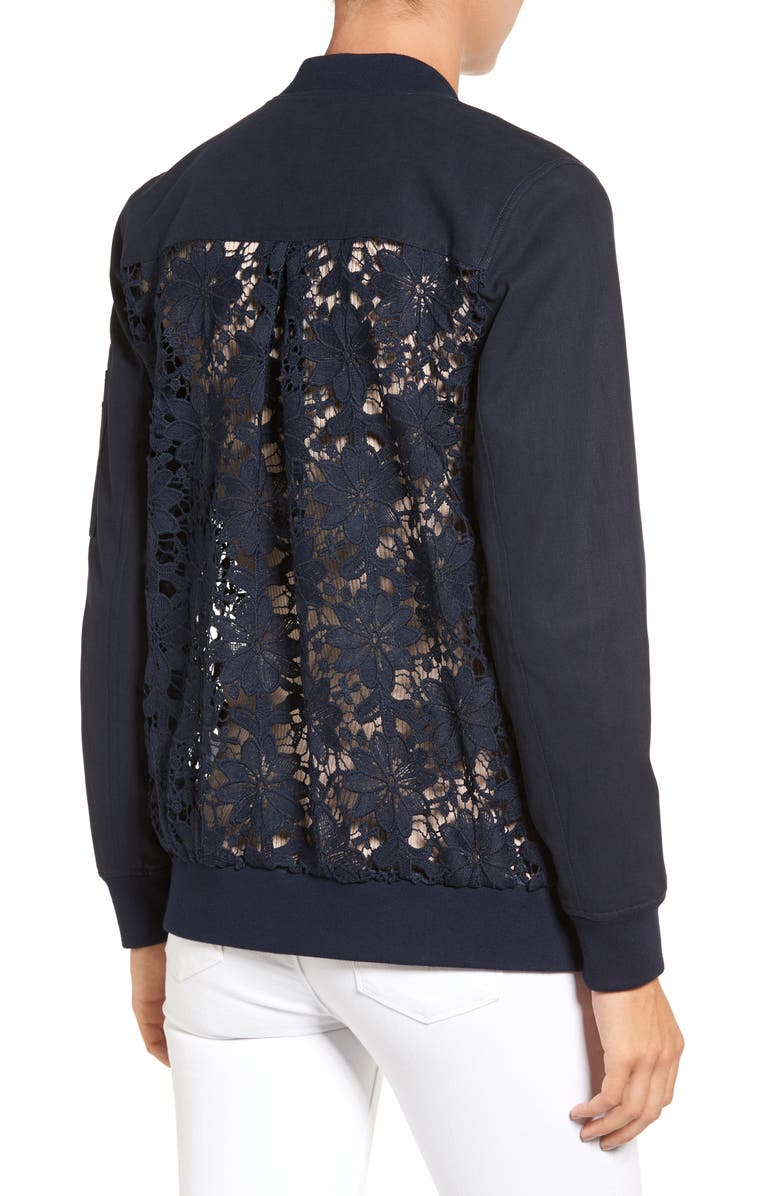 Chelsea28 Lace Back Bomber Jacket, Alternate, color, 