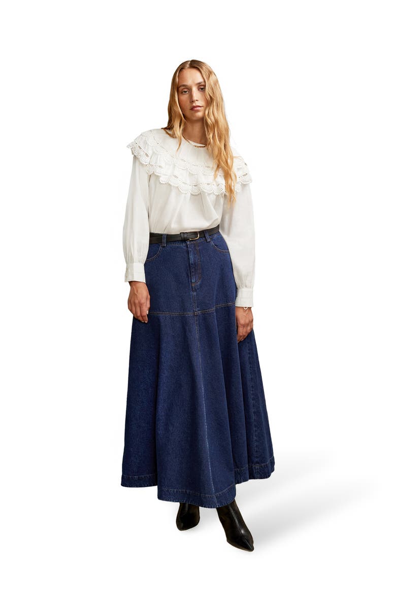 Ro&Zo Denim Maxi Skirt, Main, color,