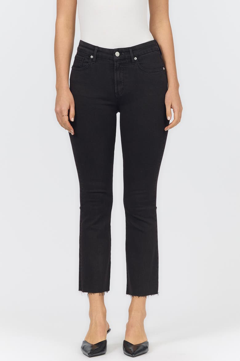 Jeanne Mid Rise Raw Hem Flare Jeans, Main, color, Chocolate Torte