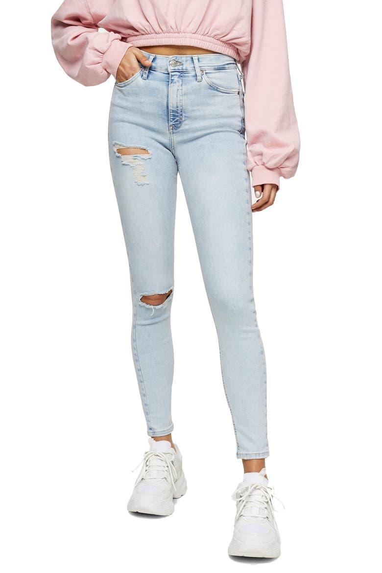 Jamie Brooklyn Rip High Waist Skinny Jeans, Main, color, BLEACH