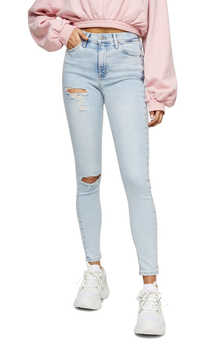Topshop Jamie Brooklyn Rip High Waist Skinny Jeans, Main, color,