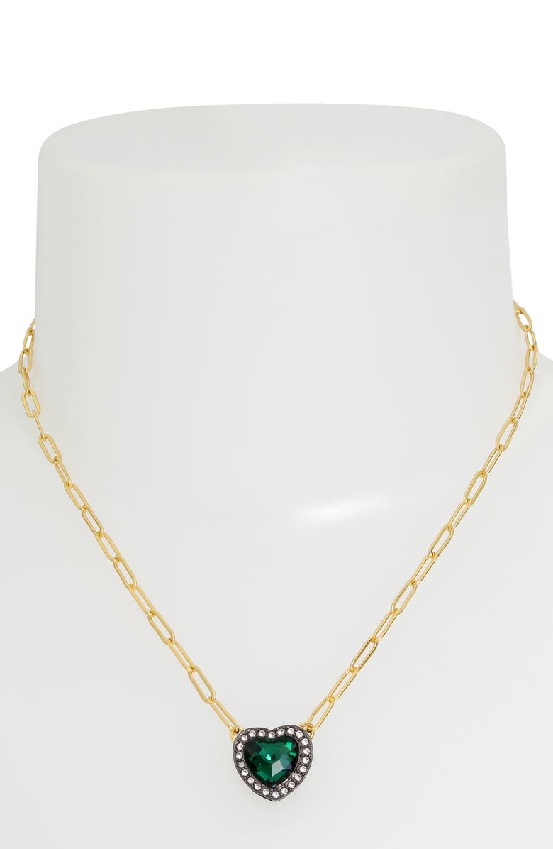 Kurt Geiger London Heart Halo Pendant Necklace, Alternate, color, Green