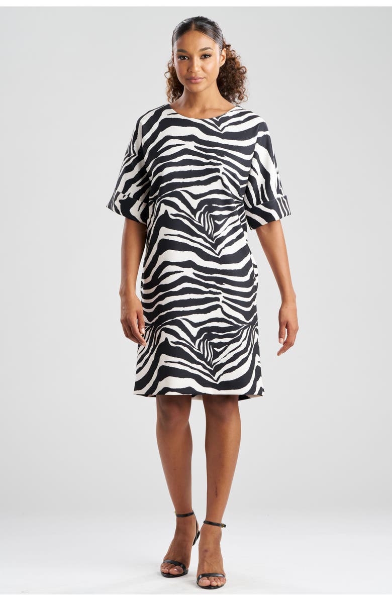 N Natori Zebra - Knit Crepe T-Shirt Dress, Main, color, Black/White