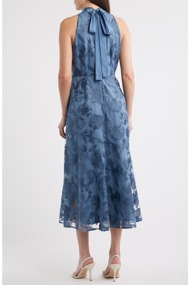 Leafy Embroidery Midi Cocktail Dress, Alternate, color, MINERAL BLUE