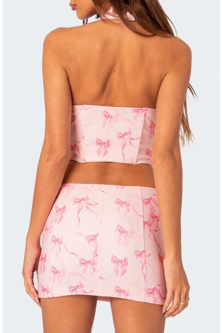 Makayla Print Lace-Up Crop Halter Top, Alternate, color, LIGHT-PINK