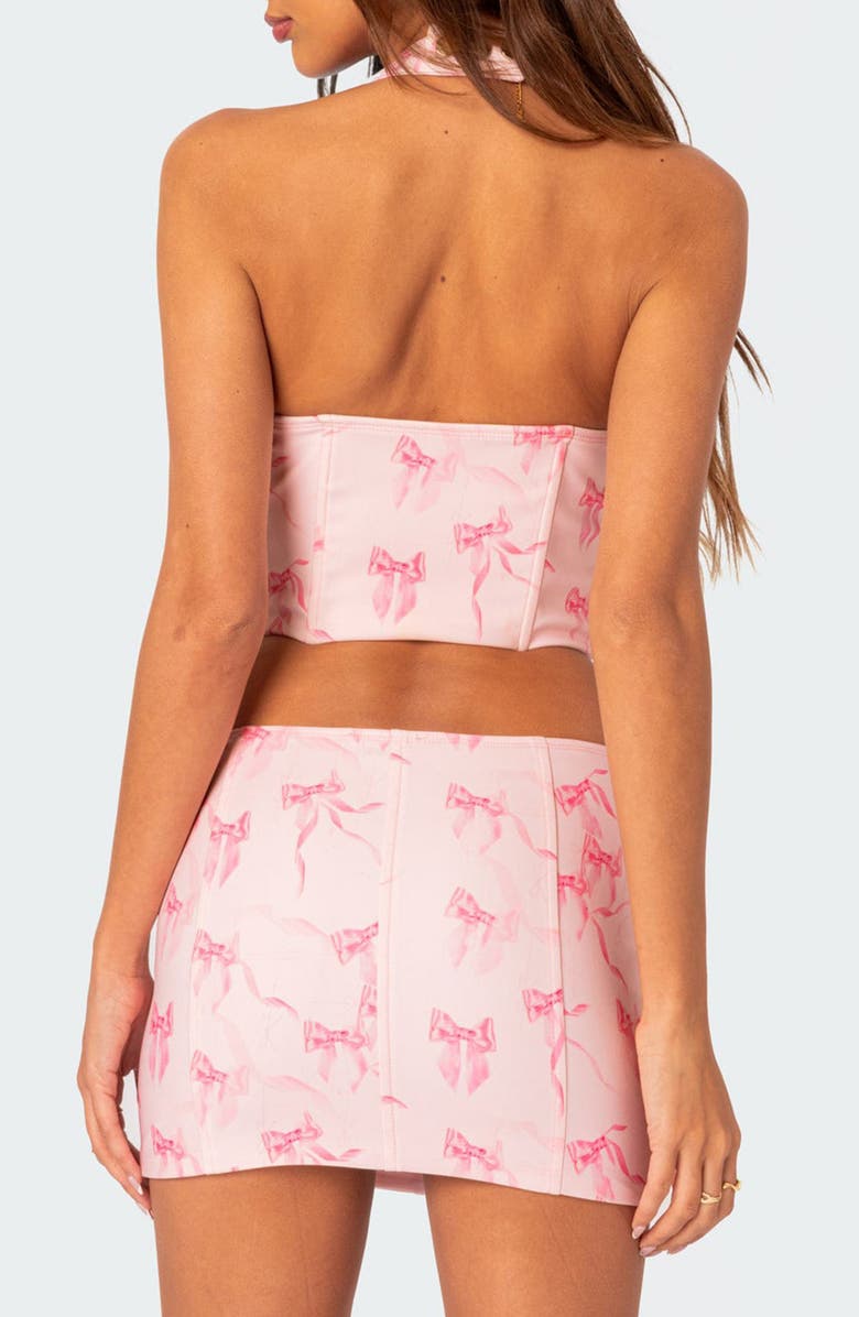 EDIKTED Makayla Print Lace-Up Crop Halter Top, Alternate, color, Light-Pink