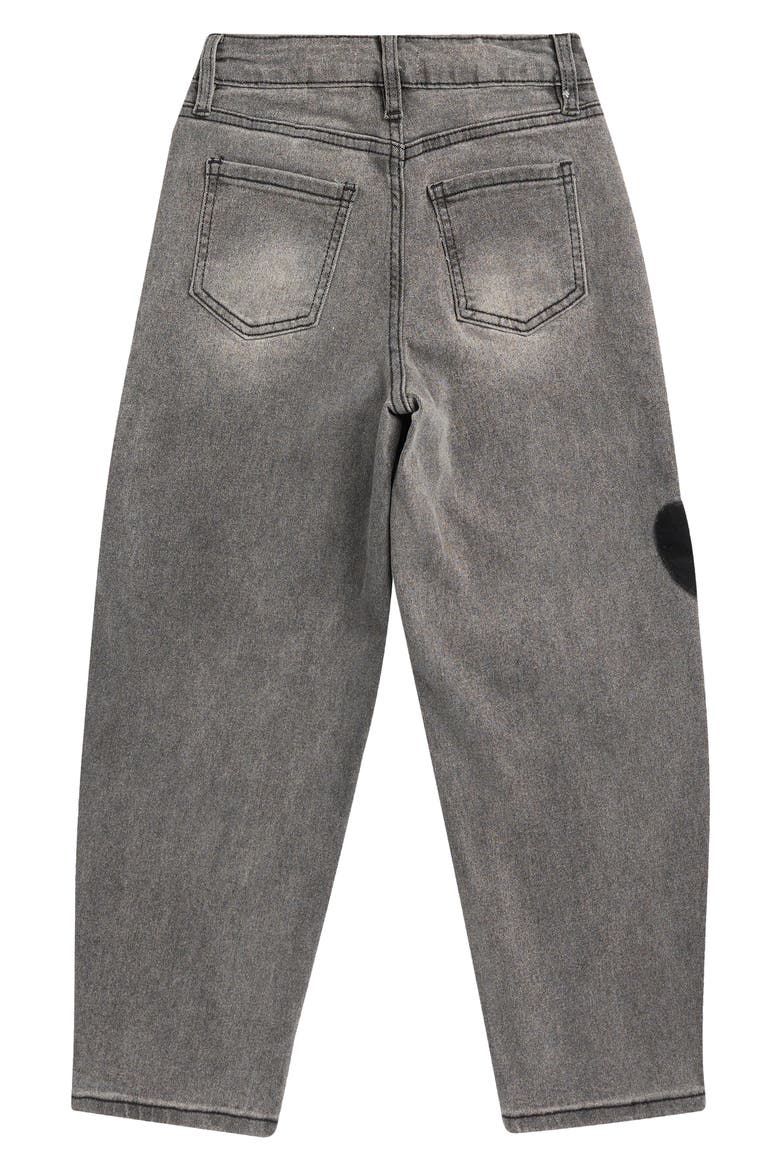 Kids' Heart Patch Barrel Leg Jeans, Alternate, color, POTASSIUM BLACK 08W