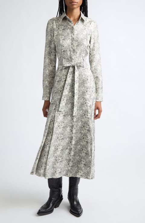 Galway Long Sleeve Silk Shirtdress