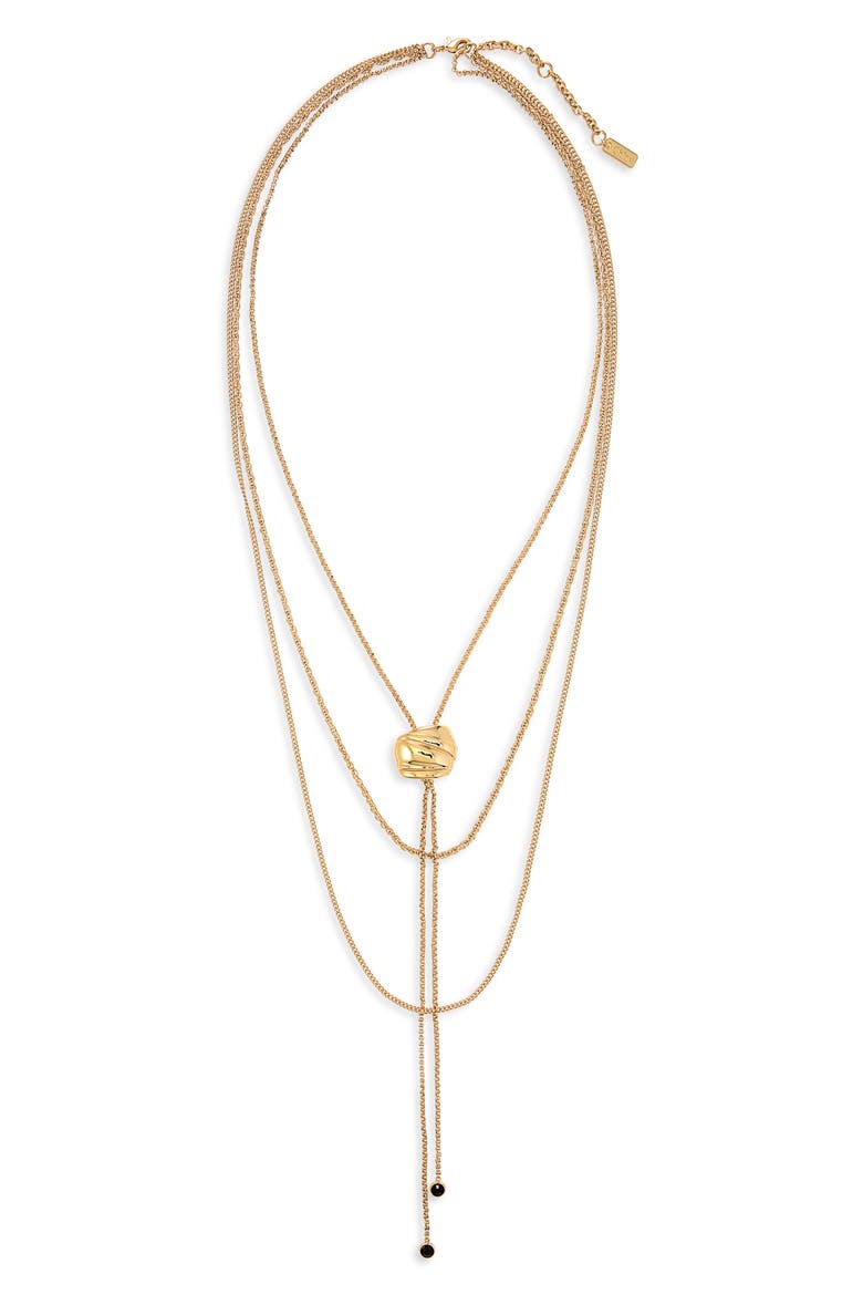 Sculpt Layered Statement Necklace, Main, color, VINTAGE GOLD